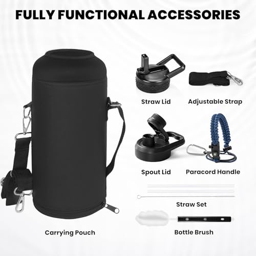 RAYMYLO Insulated Water Bottle 87 oz, Triple Wall Vacuum Stainless Steel - color: Dark Blue, size: 87 Ounces