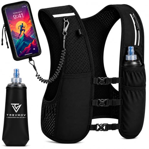 Running Hydration Vest with Phone Holder & 500ml Soft Flask, M/L