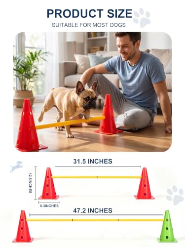 Dog Agility Training Hurdle Cone Set, Adjustable Dog Agility Equipment Obstacle Course Backyard Equipment for Pet Exercise 6 Set - size: Hurdle Cone 6 Set