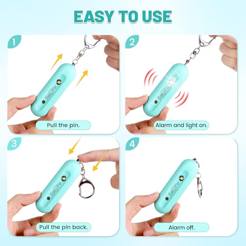 Personal Safety Alarm - Waterproof Rechargeable Security Alarm - 140dB Extra Loud Siren & Strobe Light - Self Defense Keychain - Gift for Women, Teenagers, College Girls, Seniors(Aqua+Aqua) - color: Aqua+Aqua