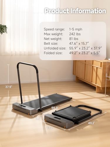WalkingPad Foldable Walking Pad Treadmill with Handle Bar Under Desk