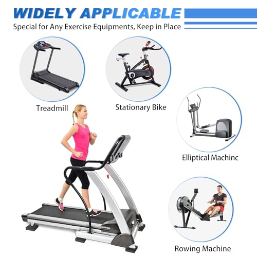 BXI Heavy Duty Exercise Equipment Mat Pads Natural Rubber, 0.8 Thick 4 x 4 Inches 4 Pcs Non Slip Noise Reduction Anti Vibration Treadmill Stationary Bike Mats, Steel Embedded Pads for Hardwood Floors - size: 4''x 4'', 4pcs