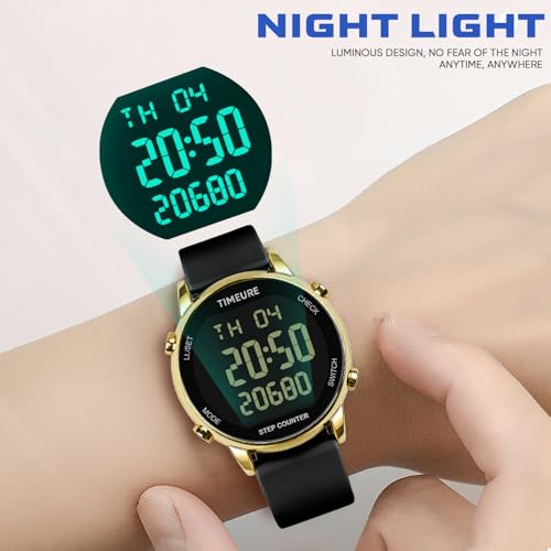 TIMEURE Pedometer Watch for Women Step Counter for Walking No App TU-2509 - color: pink