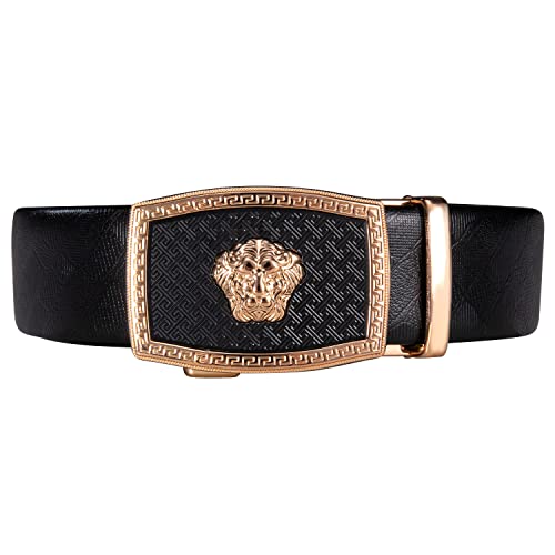 Dubulle Mens Ratchet Belt Gold Click Buckle Adjustable Leather Belts - color: Golden Gorilla, size: Adjustable from 36" to 45" Waist