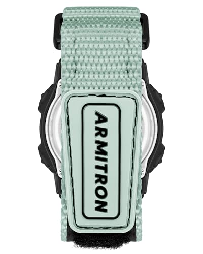 Armitron Sport Unisex Digital Chronograph Nylon Strap Watch, 45-7004 - color: Black/Mint Green