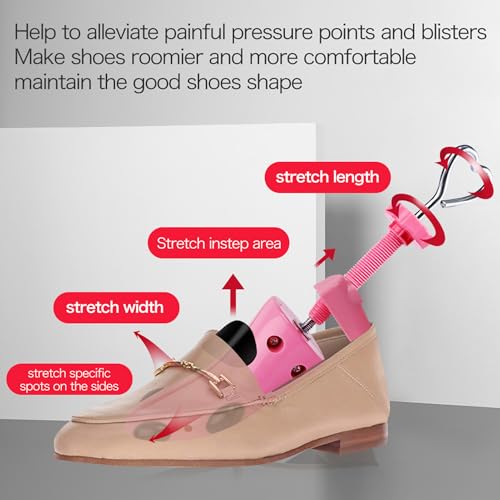 LANNEY Shoe Stretcher for Women & Men Wide Feet - Premium Shoe Expander Widener Stretch Length Width - color: Pink, size: 5.5-10 women