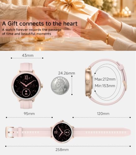 Smart Watch for Women, 36.7g Lightweight Fitness Tracker with Bluetooth Calls & AI Voice, IP68 Waterproof Heart Rate/Period Tracker, 100+ Sports Modes Android/iPhone
