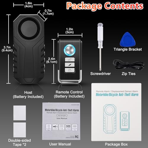 Bike Alarms,Bike Alarm Anti Theft, Bicycle Alarms with Remote,113dB Super Loud Bicycle Vibration Motion Sensor Siren Anti Theft Security System IP65 Waterproof, 7Pack - color: Bike Alarm with WL03C Remote, size: 7PK