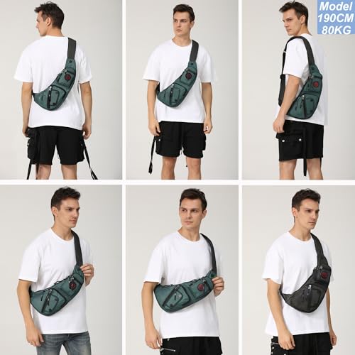 NICGID Sling Bag Chest Shoulder Backpack Crossbody Daypack for Men Women - color: Dark Green-2620n