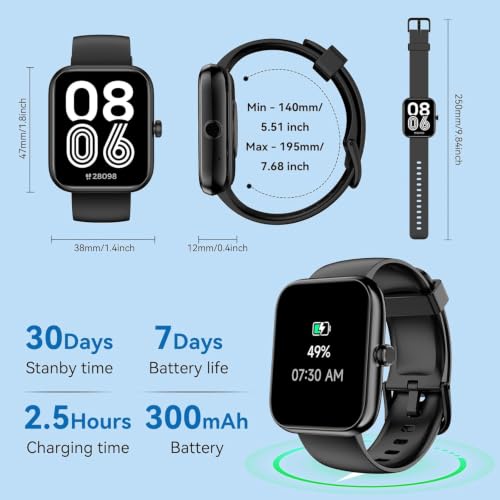 Smart Watch with Alexa Built-in 2026 Fitness Tracker 1.83" HD Bluetooth Calls and Notifications Heart Rate Sleep Monitor Fitness Watch IP68 Waterproof with 120+ Sport Modes for iPhone Android (Black) - color: Black