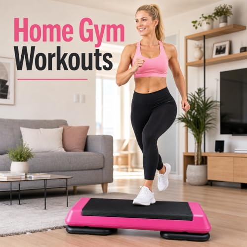 Aerobic Step Platform Height Adjustable Workout Step - color: One layer Base-Rose & Black