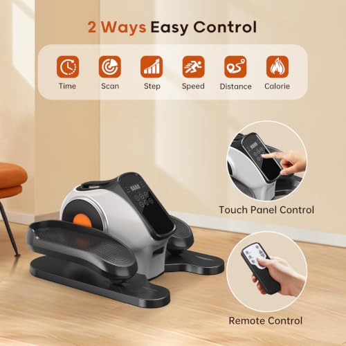 HitGo Under Desk Elliptical, 2-in-1 Electric Pedal Exerciser for Seniors, 10 Resistance Levels, 10 Speeds, 3 Auto Modes, Quiet Leg Exerciser with Remote, Fully Assembled, Non-Slip Pedals