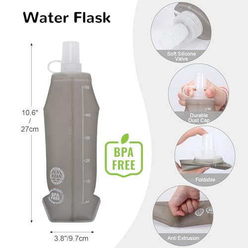 Hydration Running Vest with 2pcs 500ml/17oz Water Bottles, M/L - color: Green, size: L: 35.4" - 49.2"