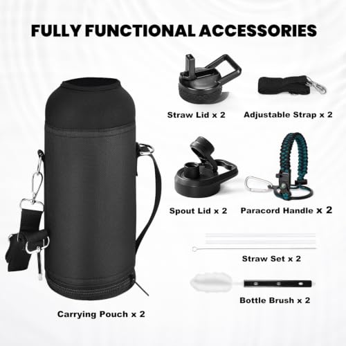 RAYMYLO Insulated Water Bottle 40 oz, Triple Wall Vacuum Stainless Steel - color: Magic Black+Indigo/Black, size: 40 Ounces