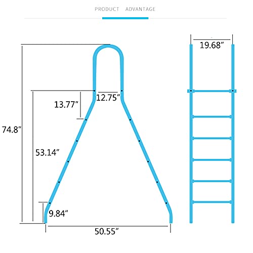 52" High Above Ground Swimming Pool Ladder,304 Stainless Steel,4 Steps Ladder,Max Load Capacity 500 lb
