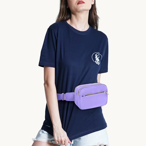 Fashion Fanny Bag-Waist Pack With Adjustable Belt Bag-Unisex Crossbody Pack For Travel Running Hiking-Light Purple - color: Light Purple