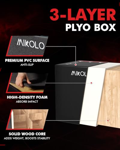 Mikolo 3-in-1 Foam Plyometric Box – Soft Jump Box with Solid Wood Core, High-Density Foam and Non-Slip Cover – No Assembly Required for Home Gym Workout - style: 24" x 20" x 16"