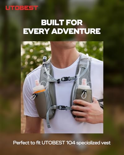 UTOBEST Soft Flask 500ml*2, Collapsible Hydration Water Bottle - color: Orange-500ml*2-40mm