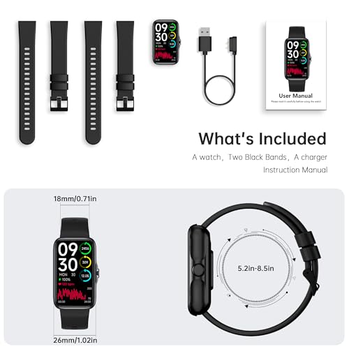 Fitness Tracker with 24/7 Continuous Heart Rate, Blood Oxy-gen Monitor, Smart Watch with Sleep Monitor, IP68 Waterproof Activity Tracker Step Counter for Women Men - color: Black