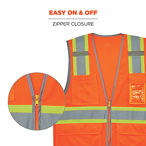 Ergodyne GloWear 8246Z ANSI High Visibility Two Tone Mesh Safety Vest with Reflective Binding, Lime, 2X-Large/3X-Large - color: Lime, size: XX-Large-3X-Large
