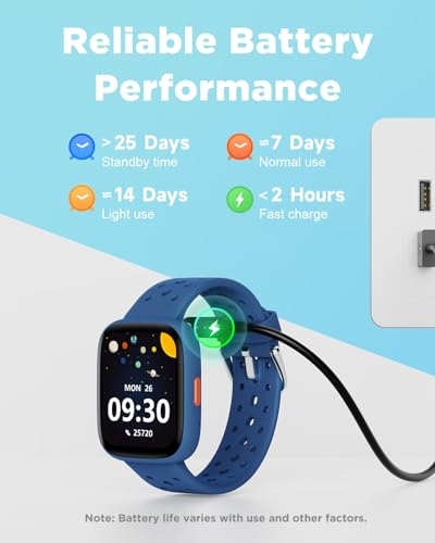 BIGGERFIVE Kids Smart Watch No Phone Needed, 1.8" Fitness Tracker Watch - color: Blue