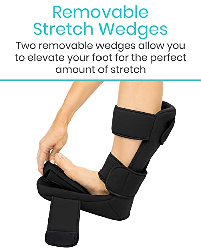 Vive Plantar Fasciitis Night Splint Plus Trigger Point Stretch Wedges - color: Black, size: Medium