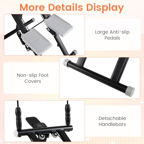 Goplus Stair Stepper, Foldable Vertical Climber Exercise Machine with Detachable Handlebar, LCD Monitor, Compact Fitness Stepper Full-Body Cardio Workout Equipment for Home Gym Exercise - color: Black