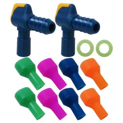 8X Bite Valve Replacement Silicone Mouthpieces Compatible for Most Brands with 2 Pieces Shut Off Valve and Tube Compatible for Hydration Pack Bladder (Green, Orange, Blue, Purple)