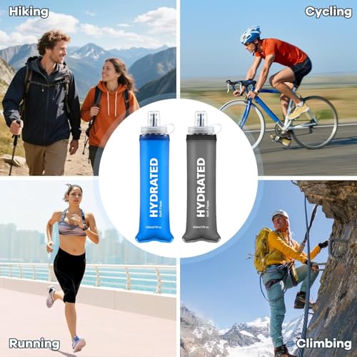 WEMEET 2Pack Soft Flask, 8.5oz Collapsible Soft Water Bottle, 250ml Foldable TPU Bottles for Hydration Pack BPA-Free, Running Lightweight Water Bottle for Hiking Cycling Climbing Running - style: 250ml