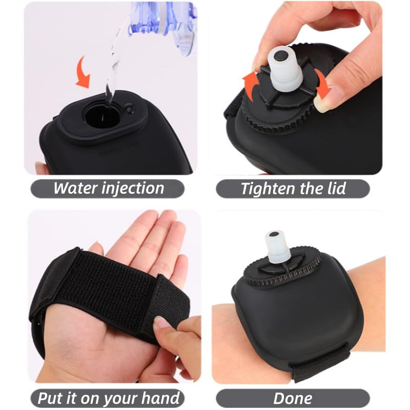 Silicone Wrist Water Bottle Outdoor Portable Hands Free Squeeze Design Adjustable Strap for Running, Cycling and Hiking, White - color: White