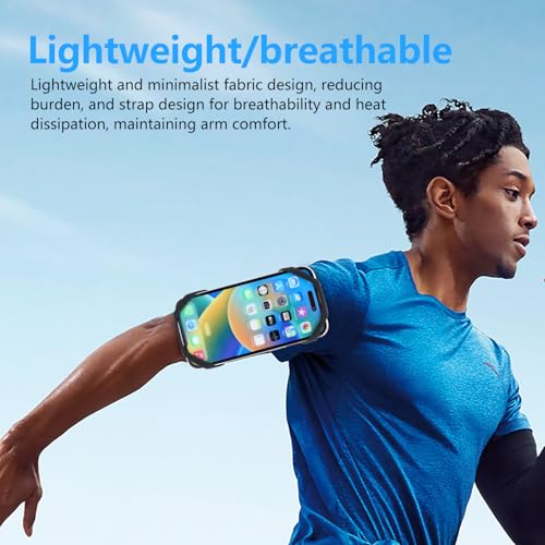 Sweat-Proof Phone Holder Armband 360° Rotation - Universal Running Arm Band iPhone 17 16 15 14 13 12 11 Pro Max Samsung Galaxy S21 S20 - Water Resistant Sports Holder Fits Smartphones 4-7 Inch Gym