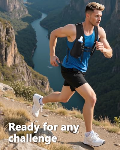 Running Hydration Vest for Women Men,Lightweight Breathable Hydration Pack with 500ml Soft Flask, Adjustable Chest Straps Reflective Backpack for Trail Running Marathon Race Jogging Cycling - color: Black