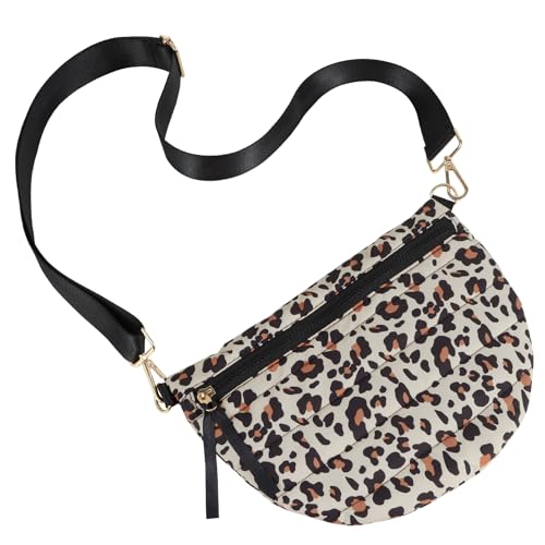 Quilted Puffer Belt Bag Puffy Sling Bag Fanny Pack Puffer Crossbody Bags Chest Belt Bum Waist Bag Purse Shoulder Bag for Women Gift - color: LEOPARD