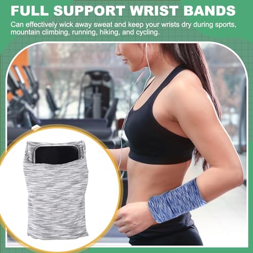 uxcell Wrist Pouch Wrist Wallet Sports Wristband Wallet with Pocket for Running Jogging Hiking Cycling Yoga - color: Gray