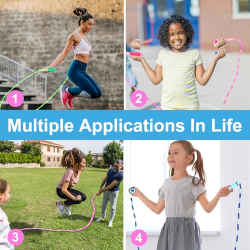 GRAWUN Jump Rope For Kids, Soft Beaded Jump Rope, Adjustable Length Tangle-Free Segmented Soft Beaded Skipping Rope,for Women, Men and Kids Keeping Fit, Workout and Weight Loss - color: 12 Pack
