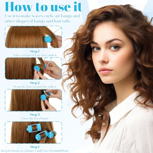 24Pcs Blue Foam Rollers for Hair, 2.36x1.18" Soft Rollers No Heat for Women - color: Blue