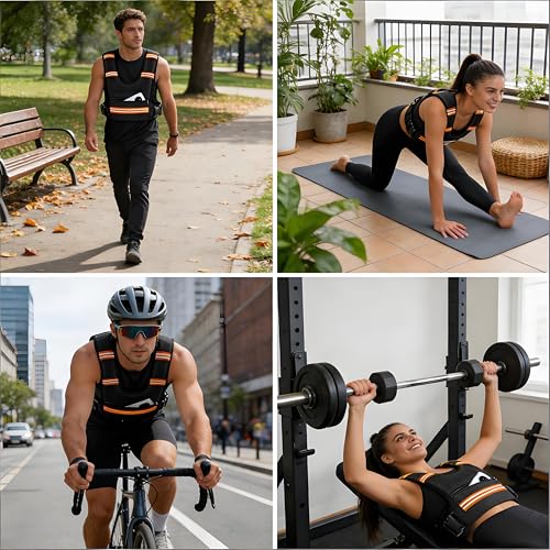 Weighted Vests for Women Men,8/12/16/20/25lb with Adjustable Straps, Reflective Stripe & Storage Pockets - Ideal for Running, Fitness Training - size: 8LB