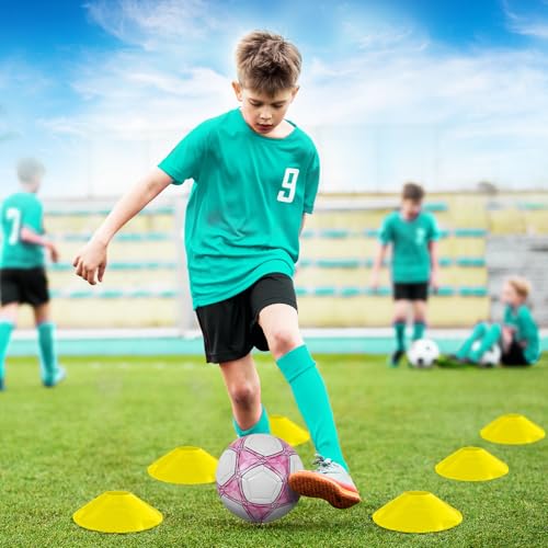 VAVOSPORT Kids Soccer Goals for Backyard Set of 2,Soccer Training Equipment - color: 3-Pink, style: 5 ft x 3.6 ft