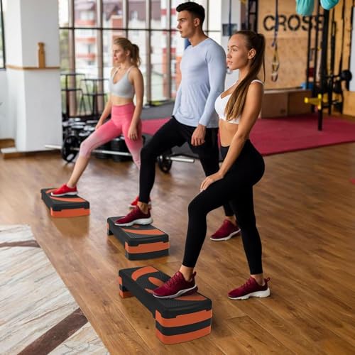 Fitvids Workout Step Aerobic Platform – 31" Exercise Step with 3 levels Adjustable Height – nan – - color: Tangerine