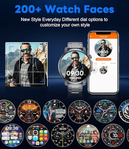 Military Smart Watch for Men Answer/Make Call, 1.85'' HD Rugged Smartwatch with 1000mAh Battery/Flashlight/Heart Rate/110+ Sports Mode, IP68 Waterproof Fitness Tracker Watch for Android iPhone - color: Black