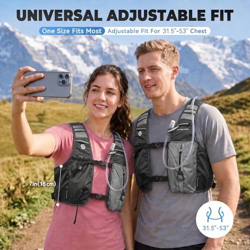 Cooling Hydration Vest with 2L BPA-Free Water Bladder, Running Vest with 3 Removable Cooling Packs, Lightweight Outdoor Pack for Hot Weather, Hiking, Cycling, Training - color: Charcoal Gray