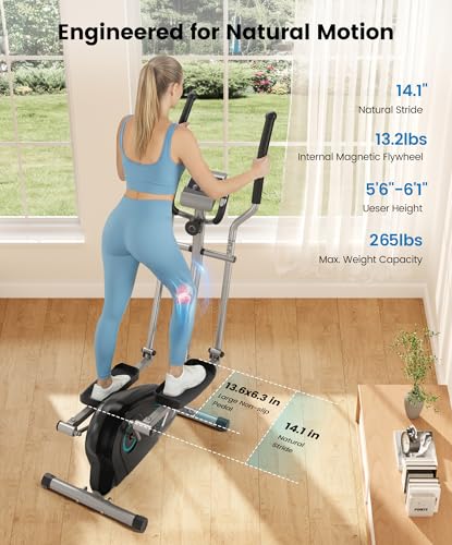 THERUN Elliptical Exercise Machine, Ultra-Quiet Magnetic Machine for Home - color: Aqua