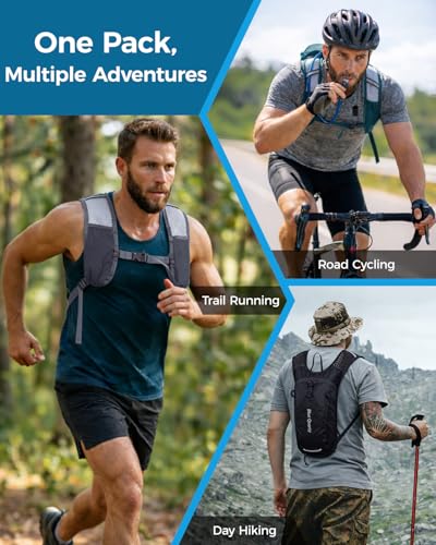 Blue Quartz Hydration Backpack with 2L Water Bladder, Hiking Water Pack with Insulated Compartment for Women Men, Lightweight Running Hydration Vest with Phone Pocket for Cycling, Biking - color: Black