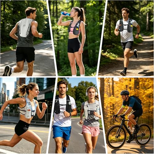 Running Hydration Vest Backpack, Lightweight Hydration Backpack with 500ML Water Bladder and Night Running Light - color: White