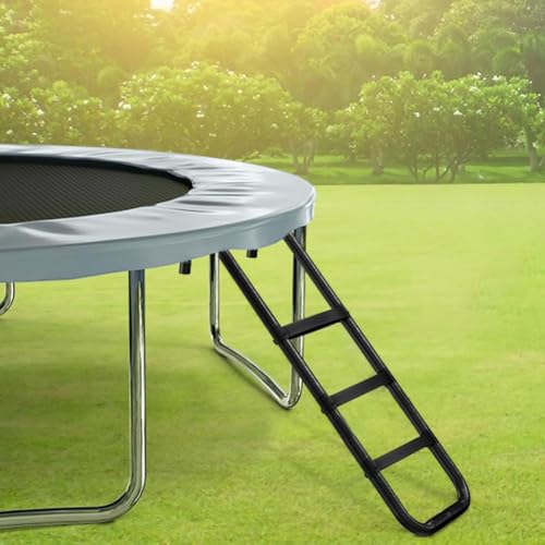 Eurmax USA Universal Trampoline Ladder,240 lbs Capacity,3 Wide Skid-Proof Steps&Shoe Storage Pocket,UV-Resistant Steel Stairs for Kids,Heavy Duty Universal Hook Fit,Trampoline Accessories for Children - style: Black-Ladder w/ shoes pocket
