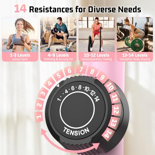 ANCHEER Elliptical Machine for Home,Hyper-Quiet Magnetic Elliptical Trainer - color: Peach Pink