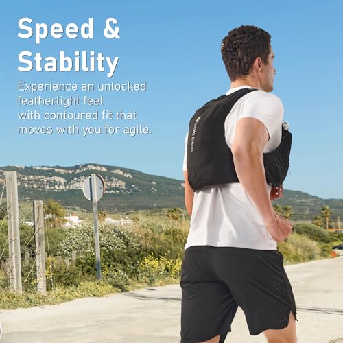 N NEVO RHINO Running Vest, Hyration Vest with 2 Pcs 500ML Soft Flasks - color: Black, size: Large