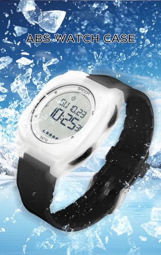 FANMIS Men's Digital Sports Watch Big Face Stopwatch Outdoor Rubber Strap - color: White Black