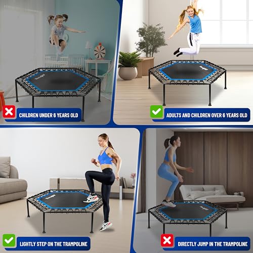 Yes4All Rebounder Trampoline for Adults, 48-Inch, 350 LBS Stable & Silent Exercise Trampoline for Rebounding, Jumping Cardio - color: A. Handle - 48 inch