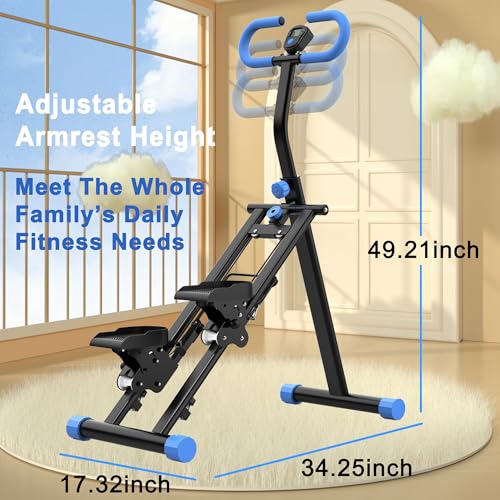 Multi-Function Stair Climbing Machine for Home Vertical Climbing Exerciser Full Body Workout Pedal Foldable Stability Frame Adjustable Armrests Abdominal Hip and Leg Training - color: Blue